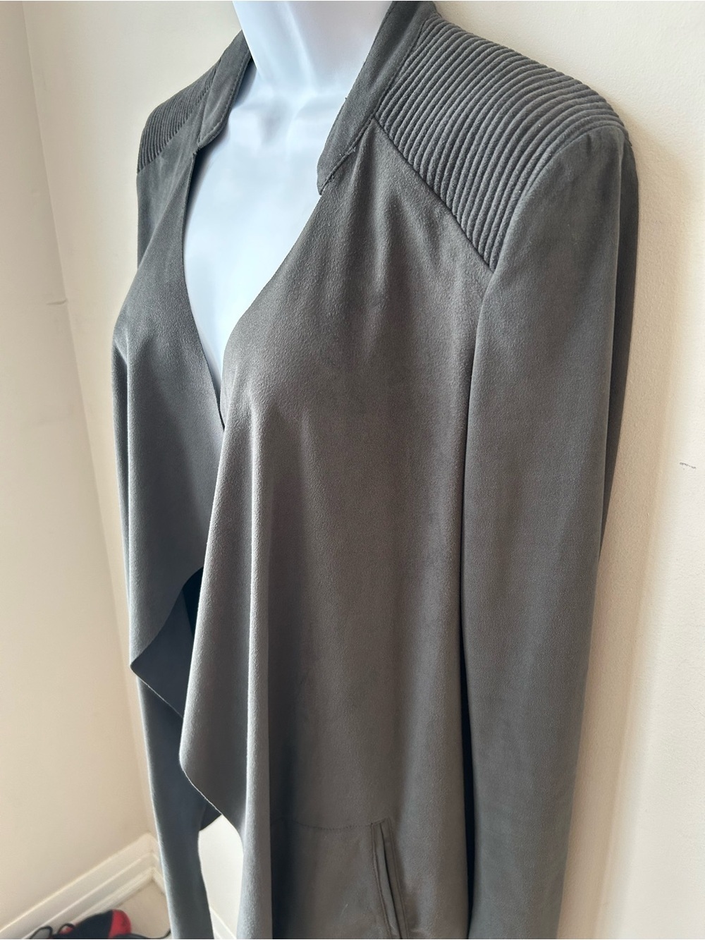 Sandwich Faux Microsuede Drape Jacket Gray Moto 90s Minimalism Quiet Luxury - Picture 2 of 15